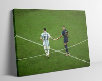 Lionel Messi x Kylian Mbappe WM 2022 limitierte Auflage Leinwand / Druck / Kunstwerk