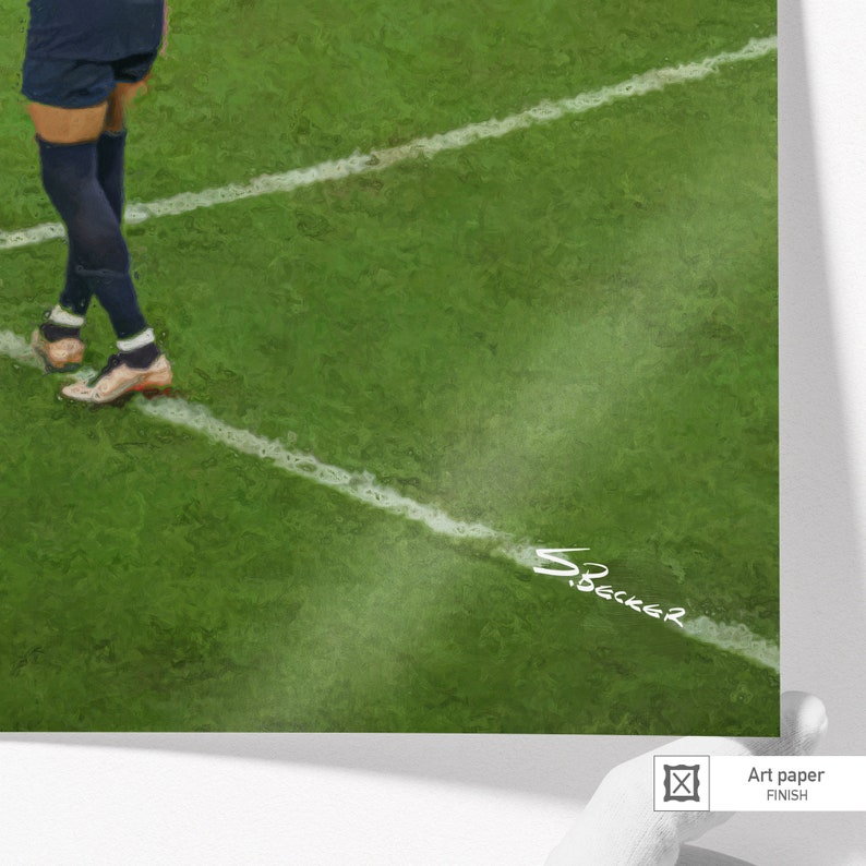 May include: A close-up of a green grassy field with white lines. The signature "S. Becker" is visible in the bottom right corner.