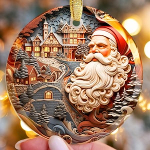 Vintage Santa Claus Glass Christmas Ornament Gift, Retro Xmas Tree Heirloom Keepsake Bauble Present, Holiday Decoration Gift Idea