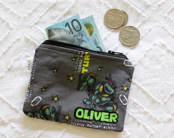 TMNT Ninja Turtles Personalised Coin Purse / Kids Wallet