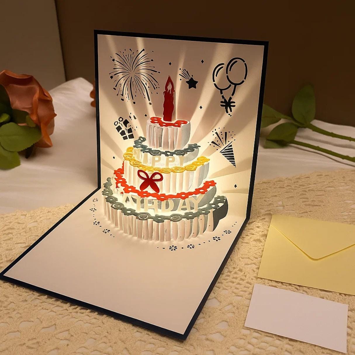 3D Pop up Birthday Card With Music LED & Recording Voice or Lights ...