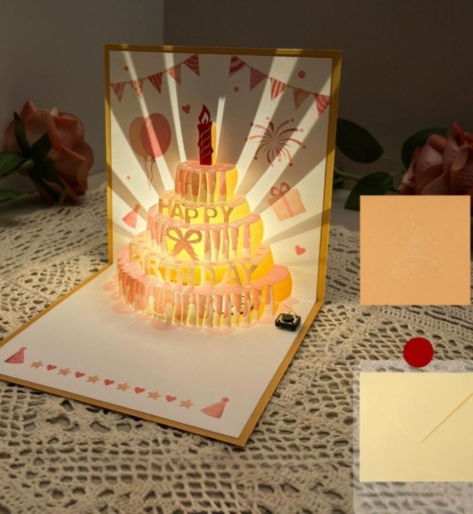 3D Pop up Birthday Card With Music LED & Recording Voice or Lights ...