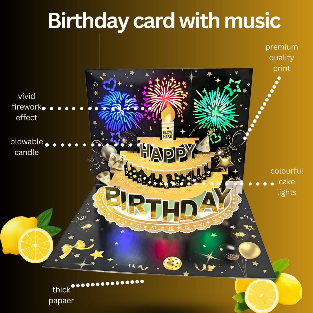 3D Pop up Birthday Card With Music LED & Recording Voice or Lights ...