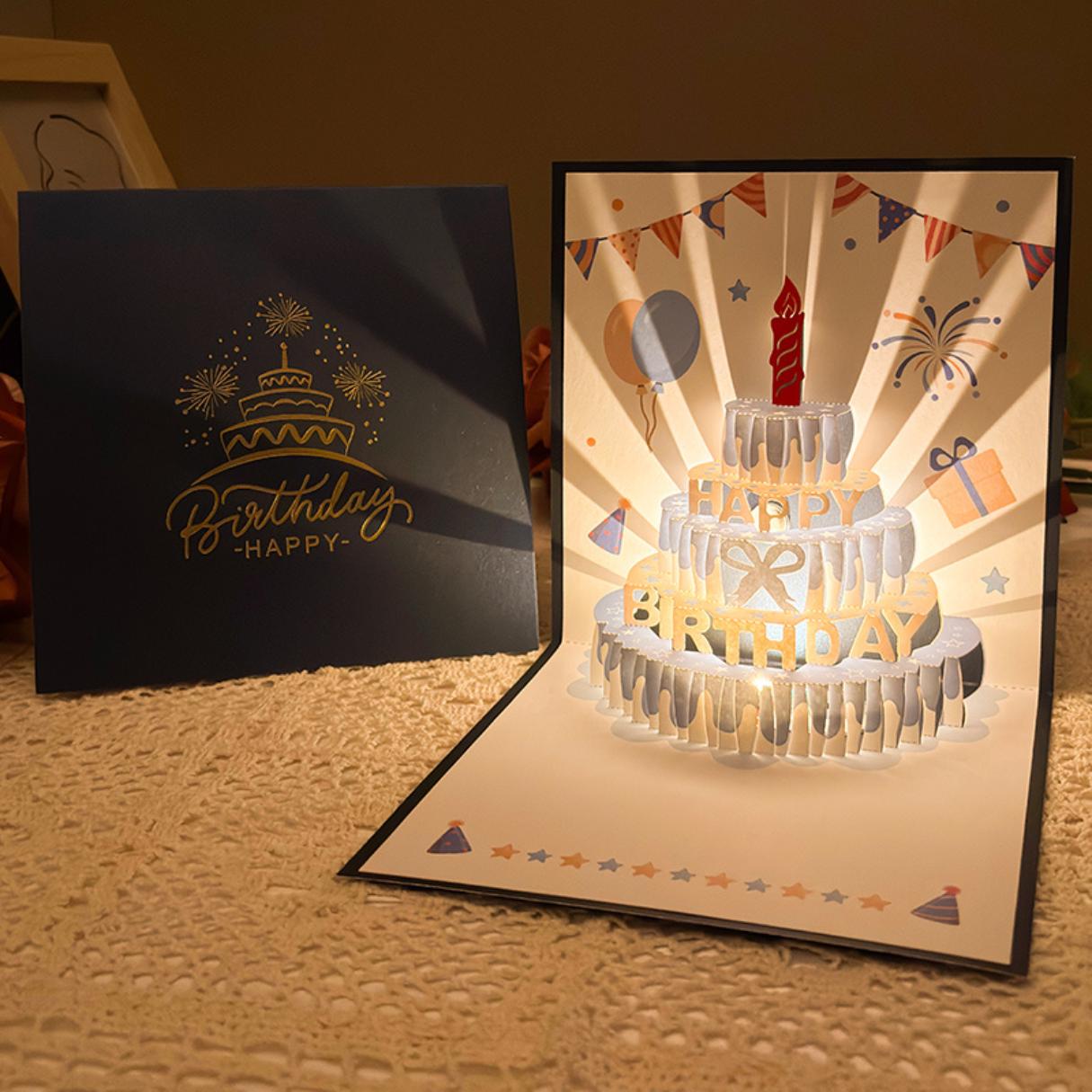3D Pop up Birthday Card With Music LED & Recording Voice or Lights ...