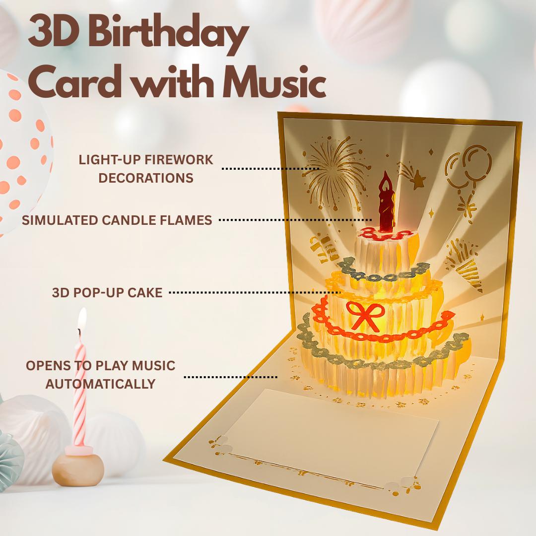 3D Pop up Birthday Card With Music LED & Recording Voice or Lights ...