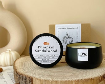 Pumpkin Sandalwood Scented Candle – Eco Soy Wax Candle – Handpoured Scented Soy Candles –  170 ML | Fall Scented Soy Candles | Autumn Candle