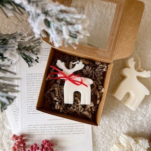 Reindeer Candle Giftbox: Handmade Soy Pillar Candle