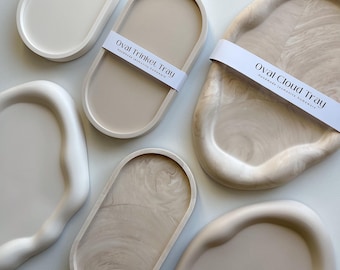 Handmade Jesmonite Tray: Neutral Trinket Dish, Eco-Friendly Homeware