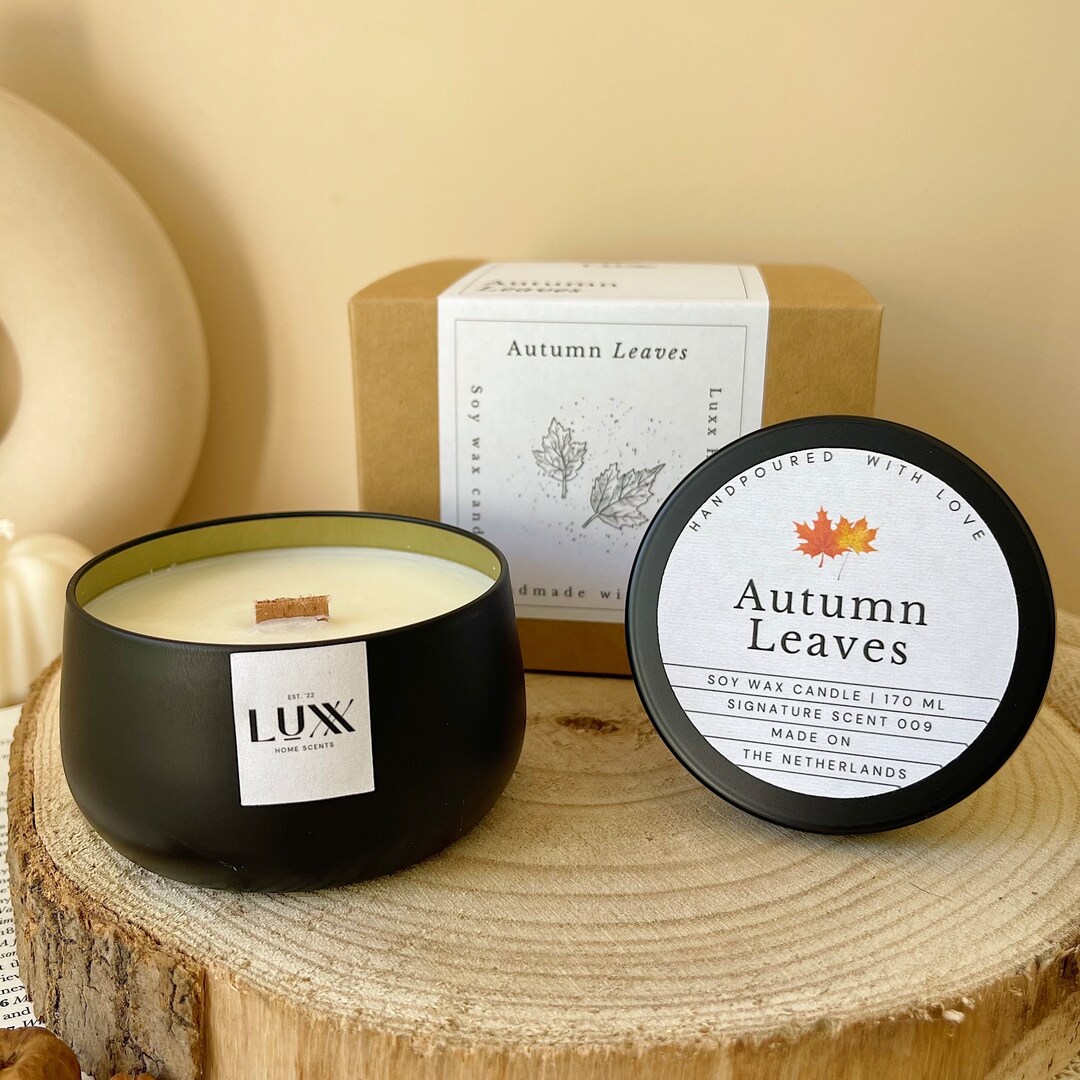 Autumn Leaves Scented Candle Eco Soy Wax Candle Handpoured Etsy