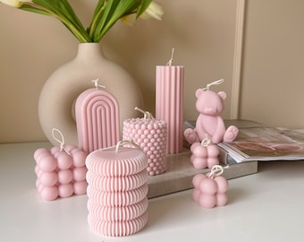 Pastel pink Pillar Candles | Handmade pillar candle | Pastel pink candle | spring candles | Handpoured Soy Candles | Pillar Candle