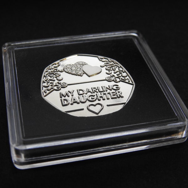 My Darling Daughter Coin - I love you - Silver Plated 50p Inspired Keepsake