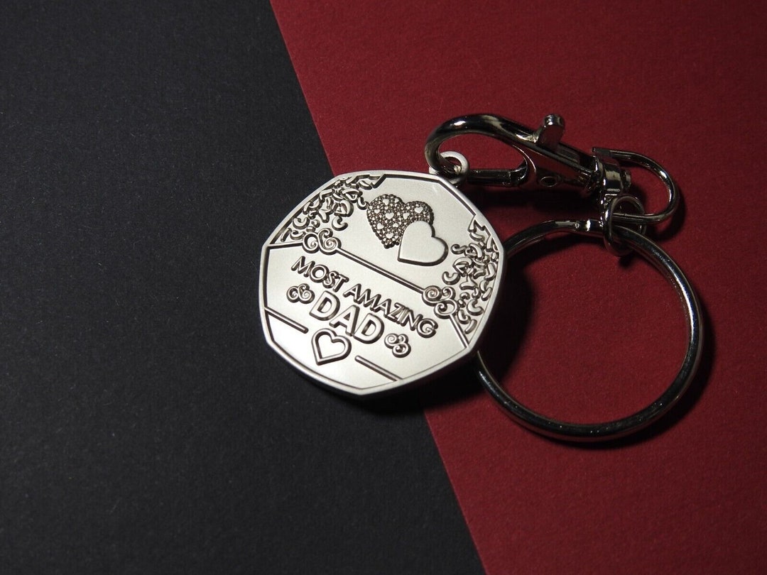 Dad Key Rings Metal Most Amazing Dad Fathers Day Christmas Keyring Matte Silver Finish - Etsy