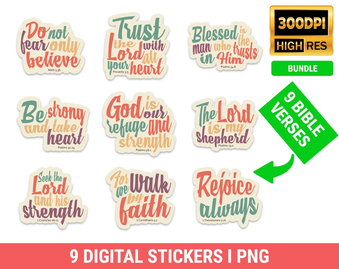 Digital Planner Stickers Boho Bible Verse Stickers for iPad Bundle