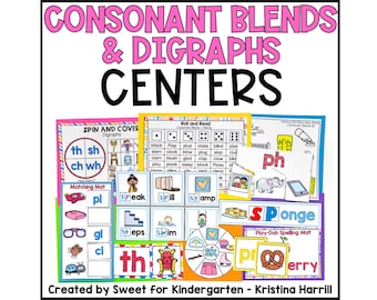 Phonics Games: Konsonantenmischungen & Digraphen Alphabetisierungs-Zentren (PDF Download)
