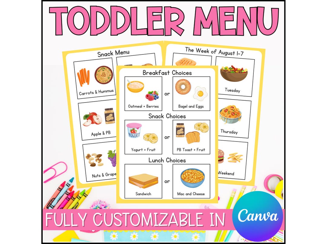 Toddler Visual Menu Template: Customizable Meal Planner (canva) - Etsy