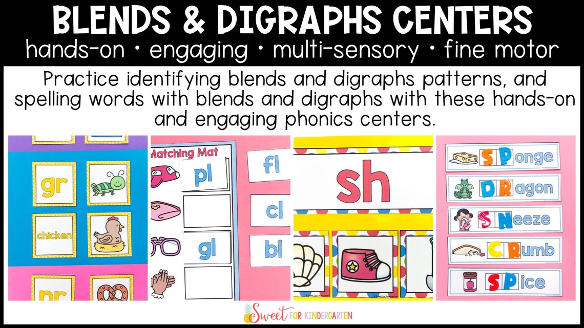 Phonics Games: Consonant Blends & Digraphs Literacy Centers (PDF ...