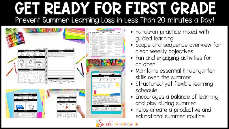 Kindergarten to 1st Grade Summer Learning Review Packet: Daily Practice Math Phonics and Writing Worksheets (PDF) image 4