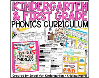 Kindergarten & First Grade Phonics Curriculum Bundle: Lessons, Activities, Games Science of Reading Homeschool Program