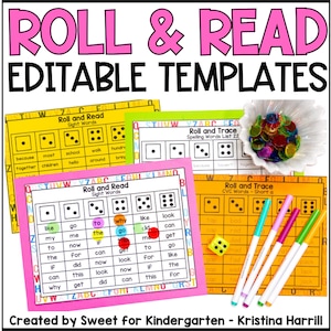 Editable Roll and Read Game Template: Phonics or Sight Word Fluency Homeschool Activity (Digital Download)