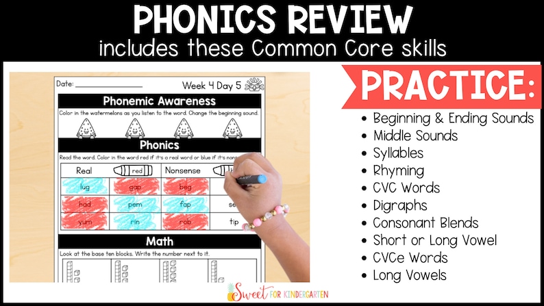 Kindergarten to 1st Grade Summer Learning Review Packet: Daily Practice Math Phonics and Writing Worksheets (PDF) image 9