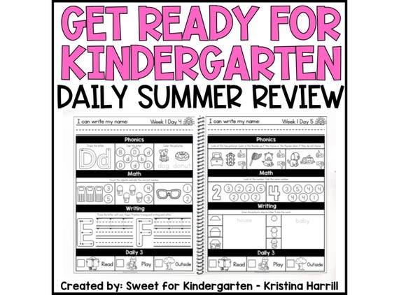 Kindergarten Readiness Workbook Pre-K Summer Learning Activities Get Ready for Kindergarten Daily Name Writing, Alphabet, Handwriting, Math