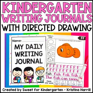 Cuadernos de escritura diarios para preescolar: Caligrafía, escritura de oraciones y dibujo guiado (descarga digital)