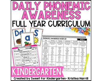 Kindergarten Phonemic Awareness Daily Lessons: Homeschool Phonics Curriculum Learn to Read in 5 Minutes a Day Science of Reading