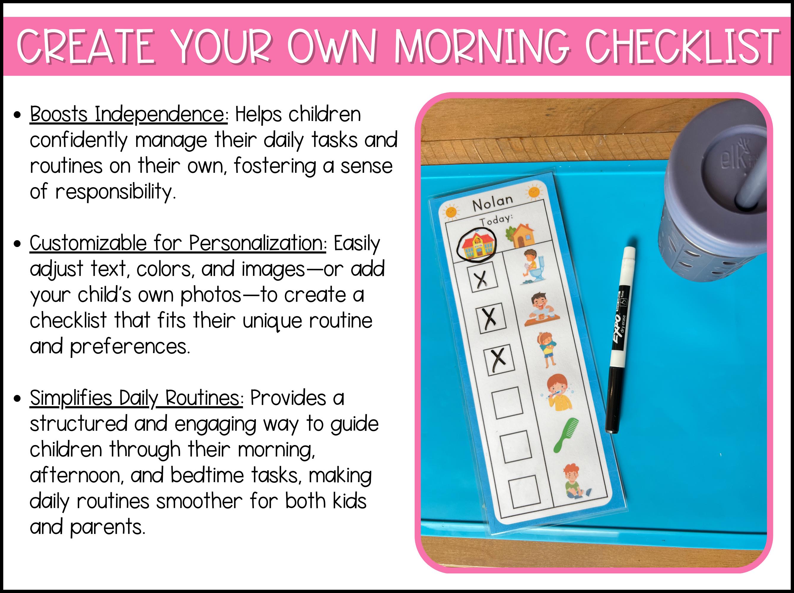 Editable Toddler Visual Checklist Canva Template | Preschool Getting ...