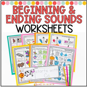 Beginning and Ending Sounds Worksheets for Pre-K or Kindergarten | No Prep Phonics Phonemic Awareness Practice Activities
