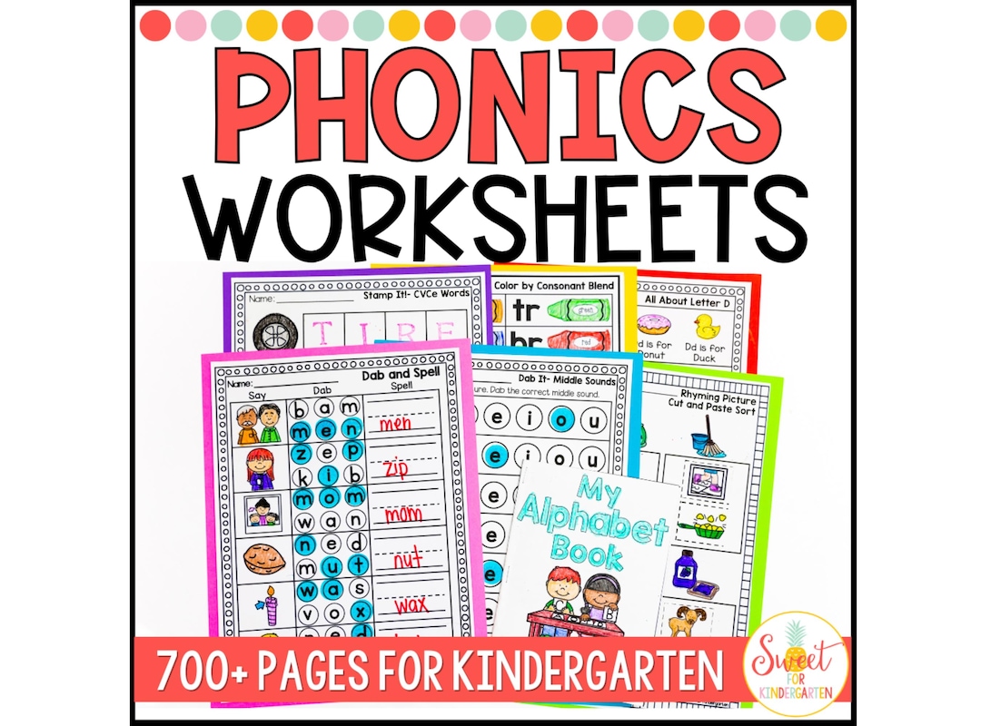 Kindergarten Phonics Worksheets Bundle: 700+ Printable Activities (PDF