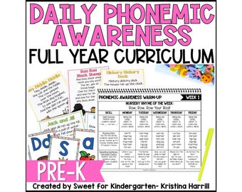 Pre-K Phonemic Awareness Lessons: Daily Warm-Ups Science of Reading Learn to Read Homeschool