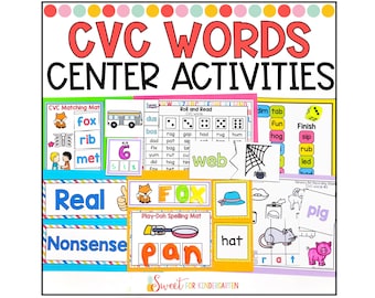 Jeux de mots CVC : centres d'alphabétisation pour la maternelle et la 1re année (téléchargement PDF)