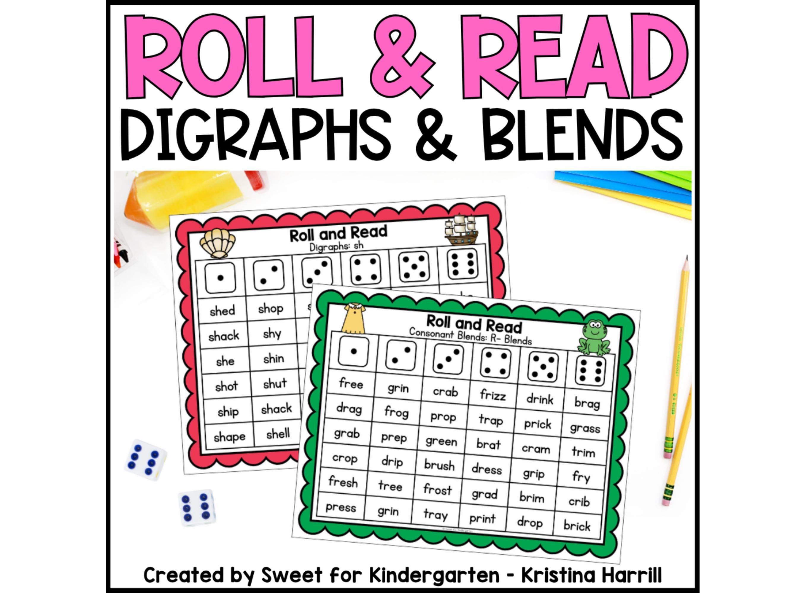 Roll and Read Phonics Game: Digraphs & Consonant Blends Activity ...