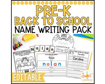 Editable Name Writing Practice Pack: Pre-K Homeschool Worksheets (Digital Download)