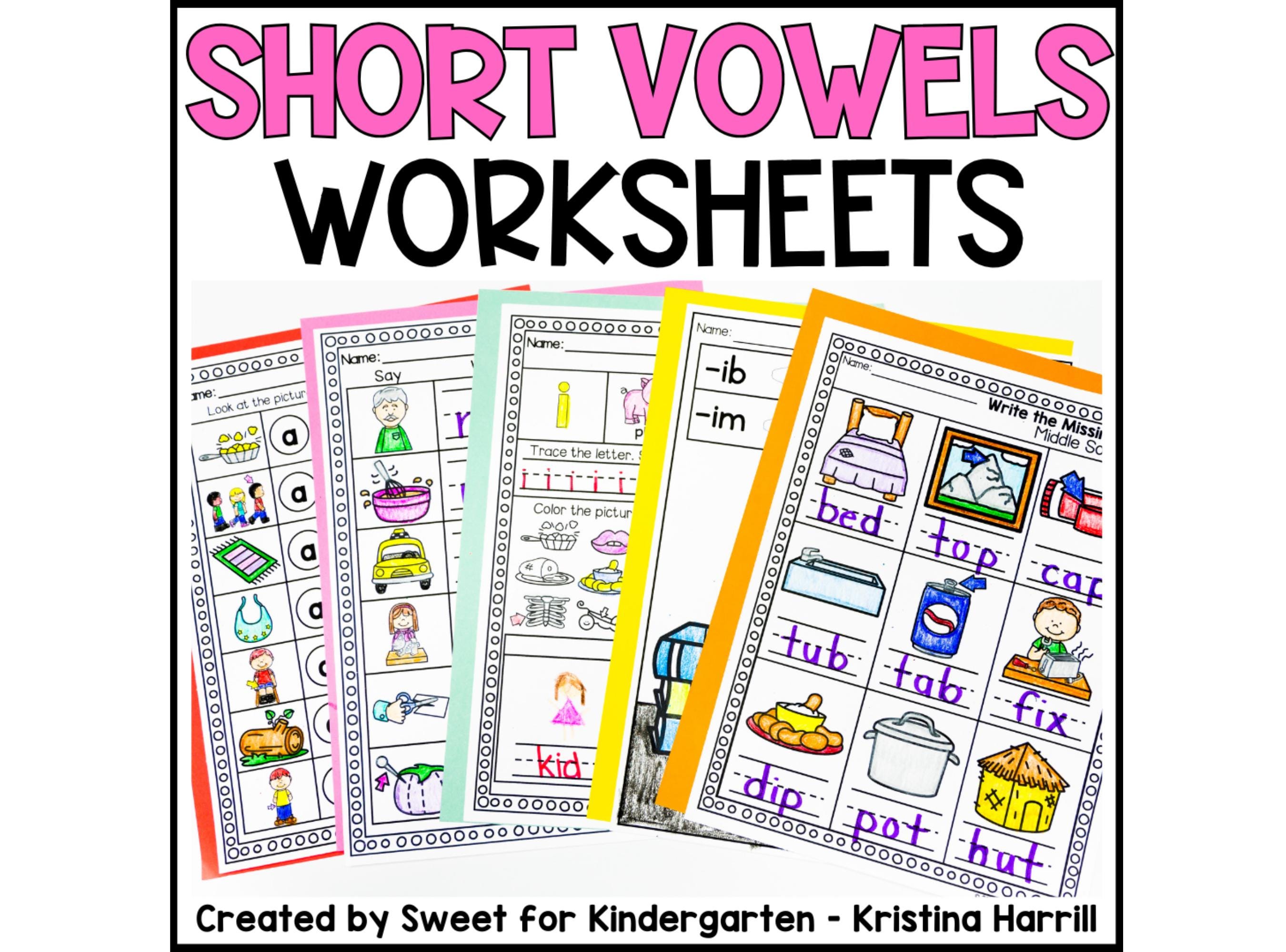 Kindergarten short vowel phonics practice.