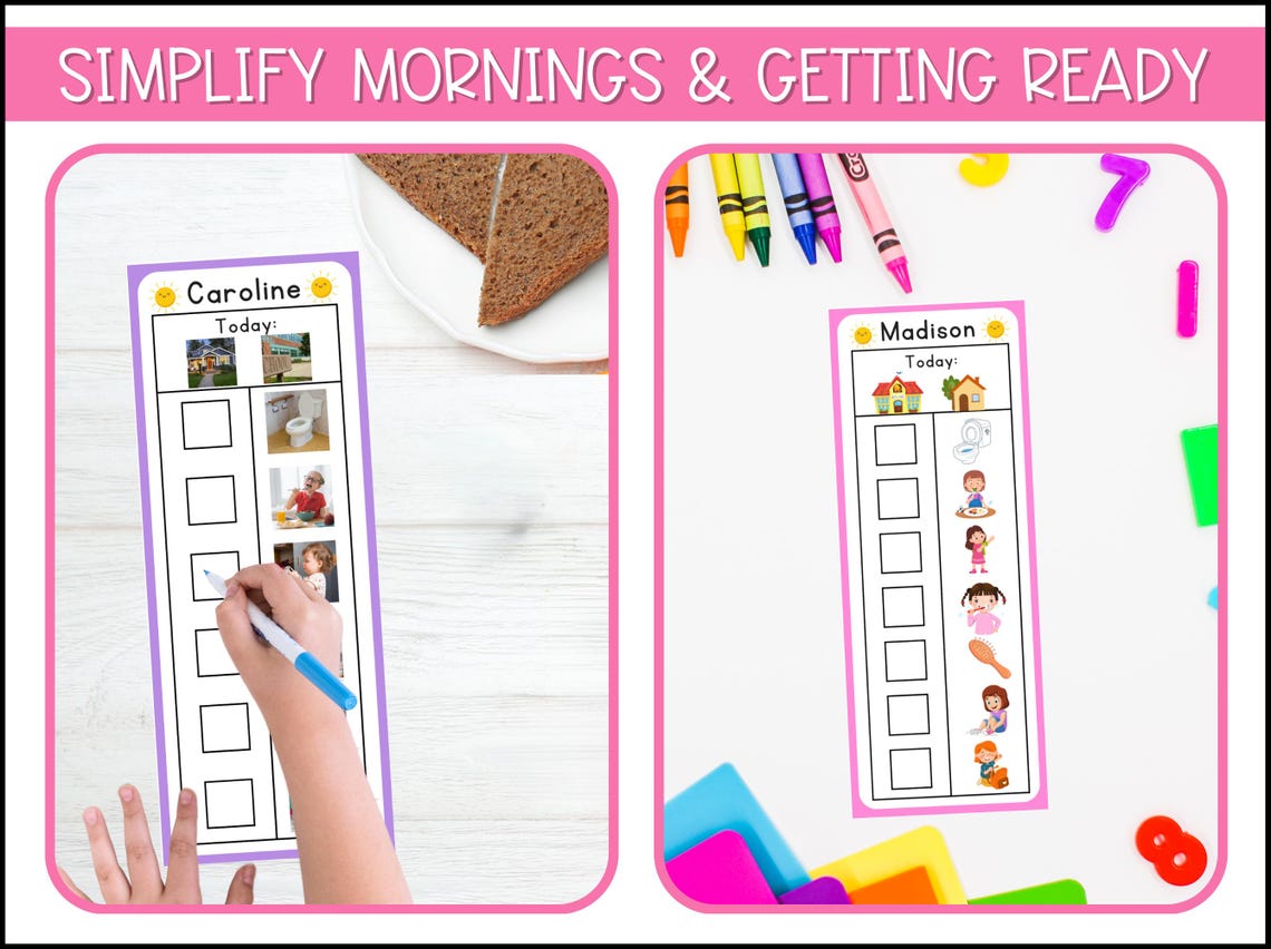 Editable Toddler Routine Chart Canva Template: Visual Daily Checklist ...