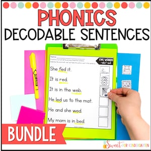Learn to Read Phonics Worksheets | Reading Sentences Fluency for Kindergarten & First Grade | CVC Words Blends Long Vowels | Homeschool