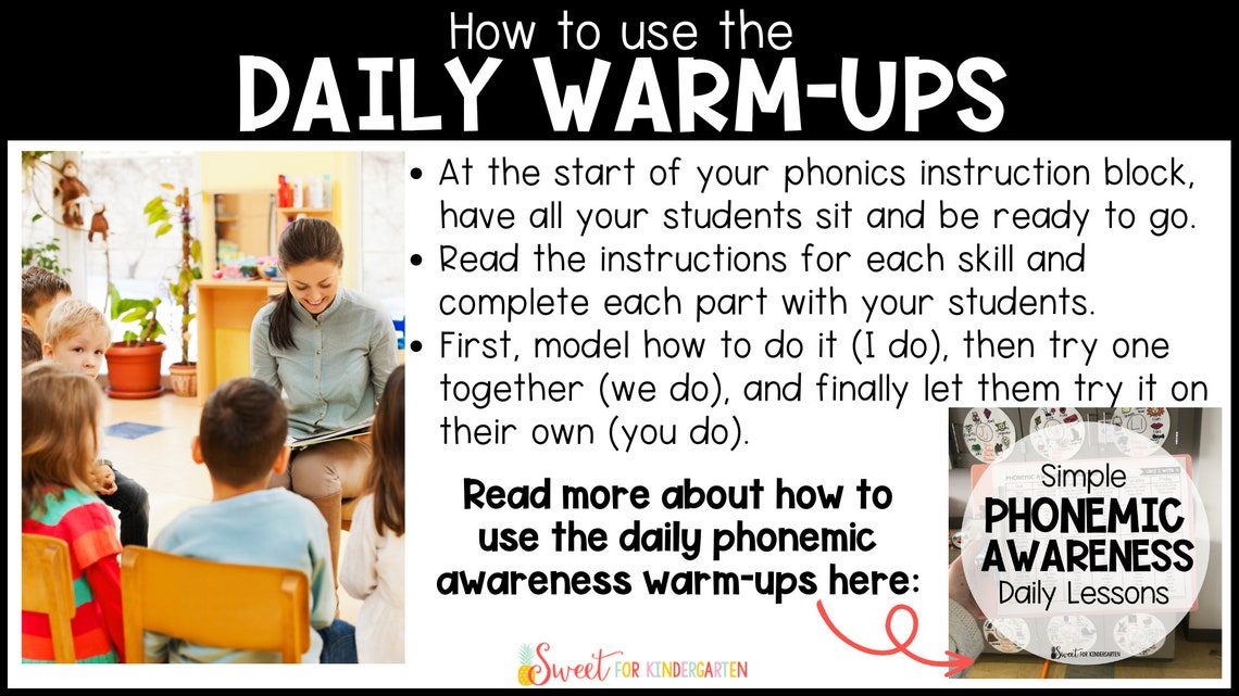 Kindergarten Phonemic Awareness Daily Lessons: Homeschool Phonics ...