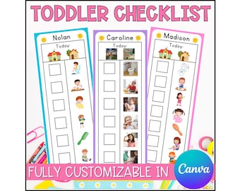 Editable Toddler Routine Chart Canva Template: Visual Daily Checklist (Digital Download)
