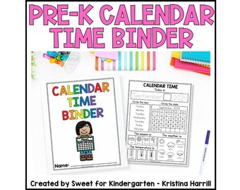 Pre-K Calendar Time Binder: Homeschool Morning Routine Activity Digital PDF