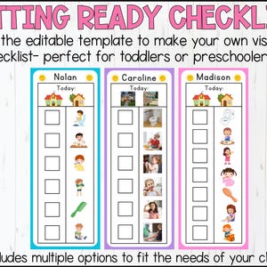 Editable Toddler Visual Checklist Canva Template Preschool Getting ...