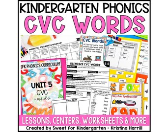 CVC Words Phonics Unit: Kindergarten Reading, Spelling & Games (PDF)