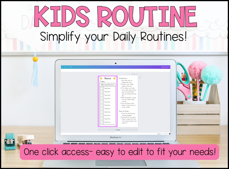 Editable Printable Kids Daily Routine Checklist | Customizable Chore ...