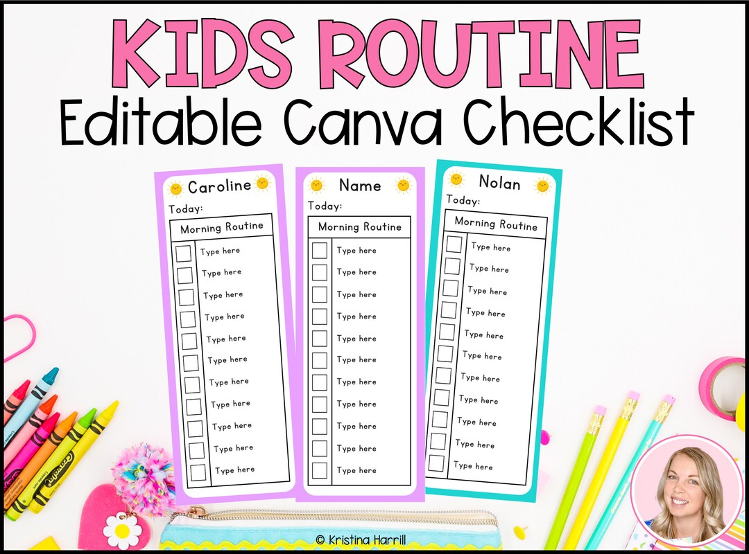 Printable Kids Daily Routine Checklist Editable Canva Template - Etsy ...