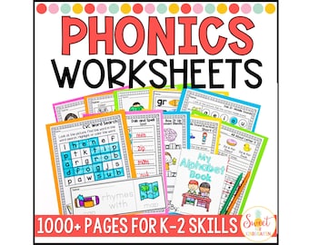 Phonics Worksheets Mega Bundle: 1000+ Pages, K-2 Homeschool (PDF Download)