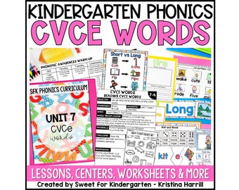 Kindergarten CVCe Words Phonics Unit: Homeschool Curriculum (Digital Download)