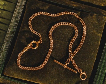 Antique victorian curb link albert chain, in 9 carat gold