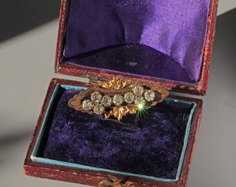 Antique edwardian old cut paste stone brooch pin, in 9 carat rolled gold