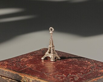 Vintage miniature eiffel tower Paris souvenir charm, in sterling silver
