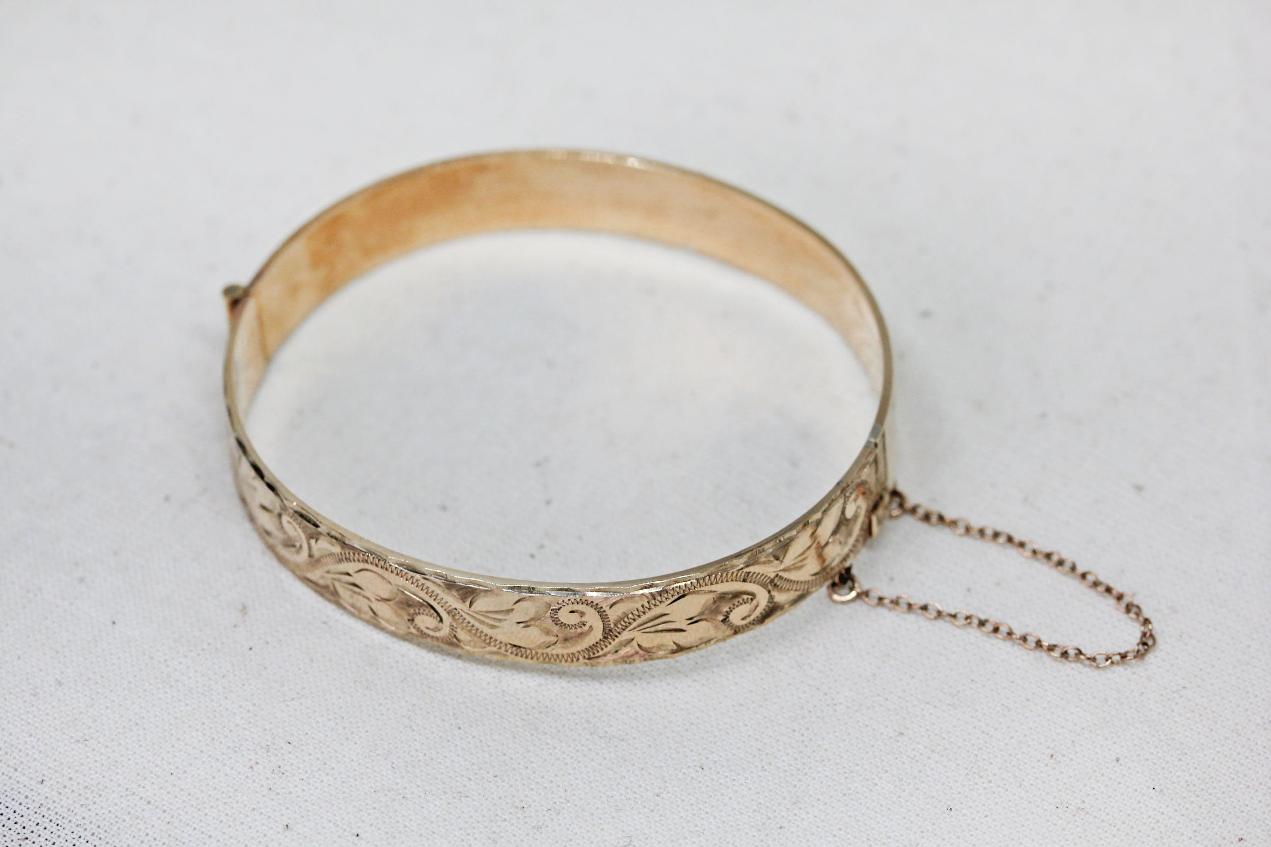Vintage Mid Century 9ct Rolled Gold Bracelet Cuff Bangle, With Original